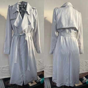 Badgley Mischka Blue Silver lightweight Spring Trench Coat size Medium